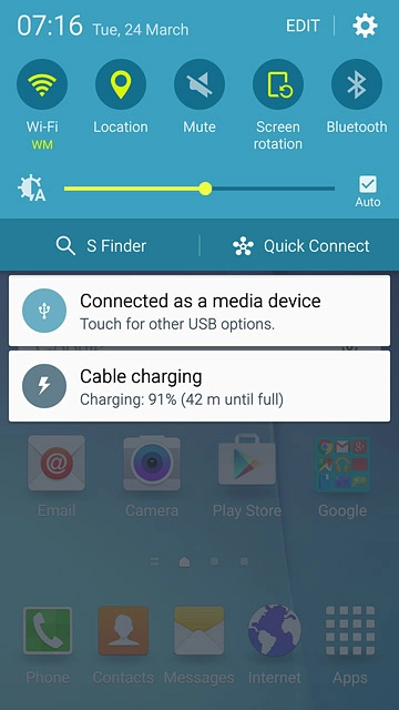 Slide your finger down the display starting from the top edge of your phone.Press the settings icon.