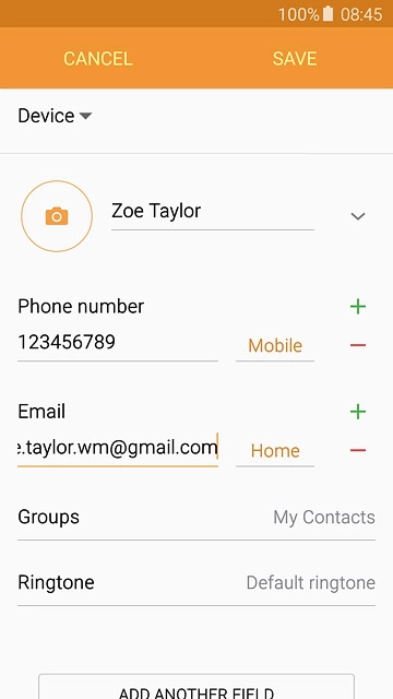 Press the field next to the email address.