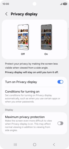 Press Conditions for turning on.
