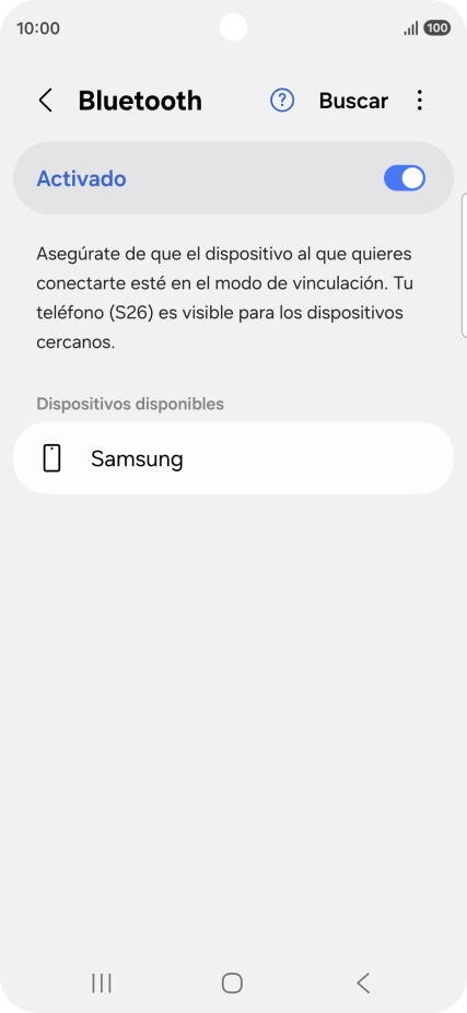 Pulsa el dispositivo Bluetooth deseado y sigue las indicaciones de la pantalla para vincular el dispositivo al teléfono.