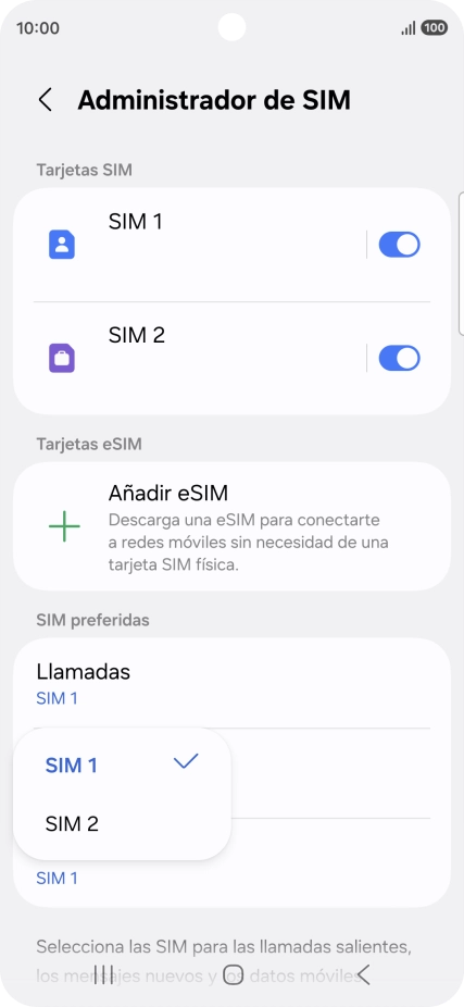 Pulsa la SIM de la línea móvil deseada.
