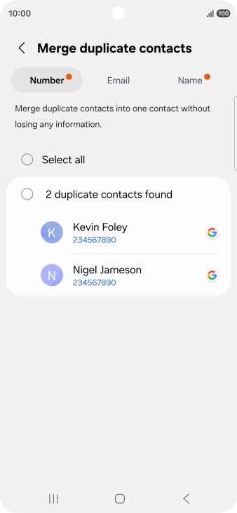 Press the field next to the required number.