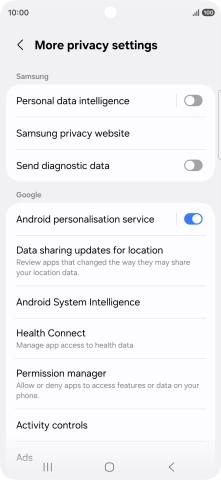 Press Permission manager.