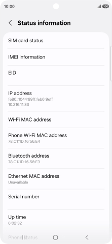 Your phone's EID number is displayed below EID.