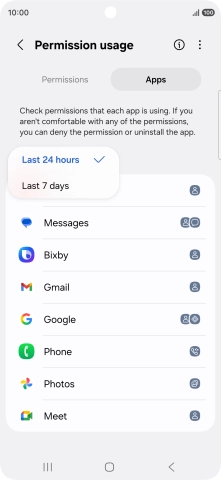Press the required setting.