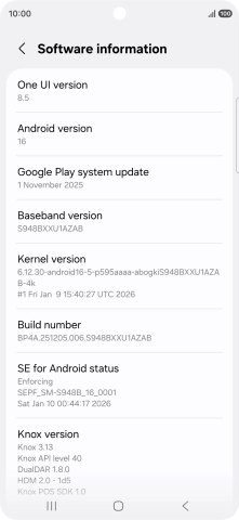 Your phone's software version is displayed below Android version.