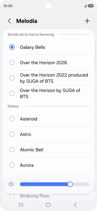Pulsa los timbres de llamada deseados para escucharlos.