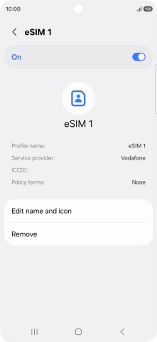 Press Remove and follow the instructions on the screen to delete your eSIM.