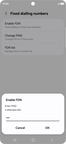 Key in your PIN2 and press OK. The default PIN2 is 1111.