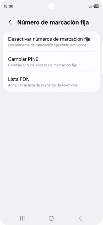 Pulsa Desactivar números de marcación fija.