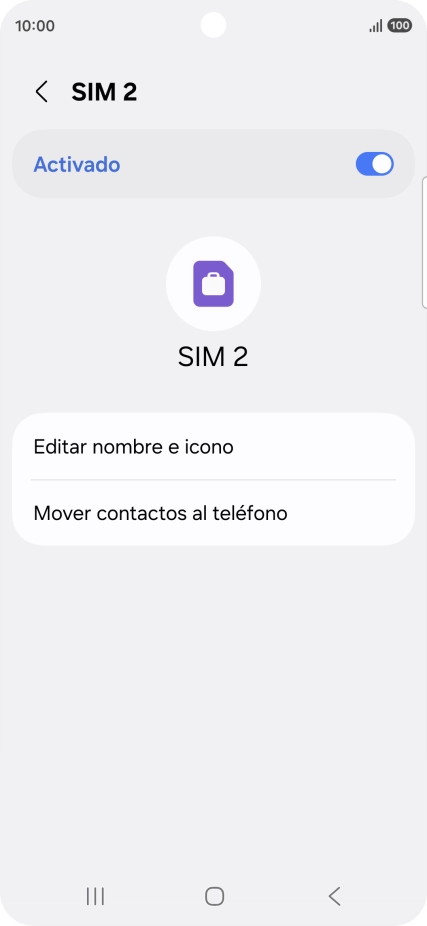Pulsa el indicador para activar o desactivar el uso de la línea móvil (SIM).
