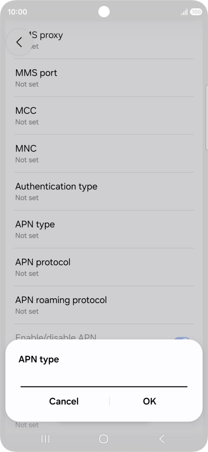 Key in default and press OK.
