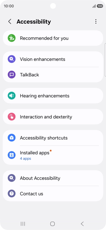 Press Vision enhancements and follow the instructions on the screen to select the required settings.