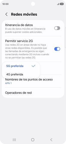 Pulsa el tipo de red deseado.