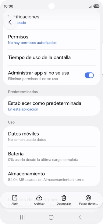 Pulsa Almacenamiento.
