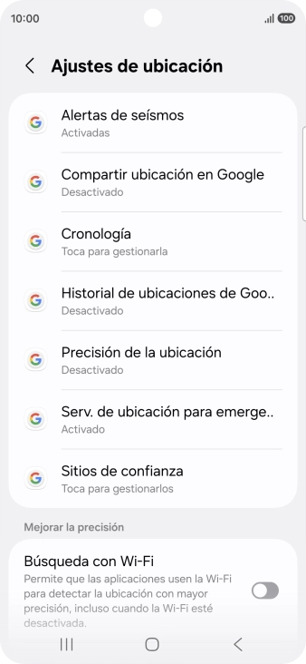 Pulsa Precisión de la ubicación.