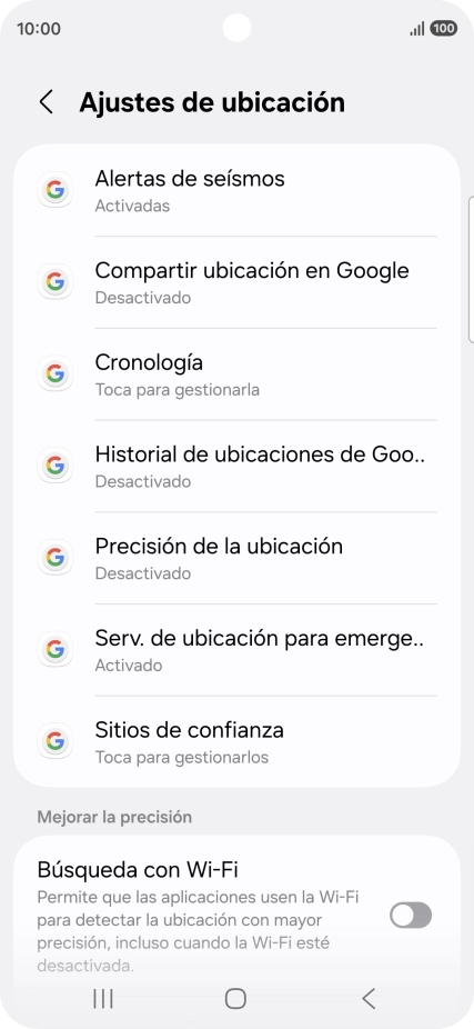 Pulsa Precisión de la ubicación.