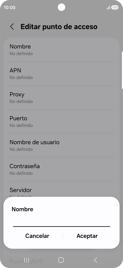 Introduce Vodafone Internet y pulsa Aceptar.