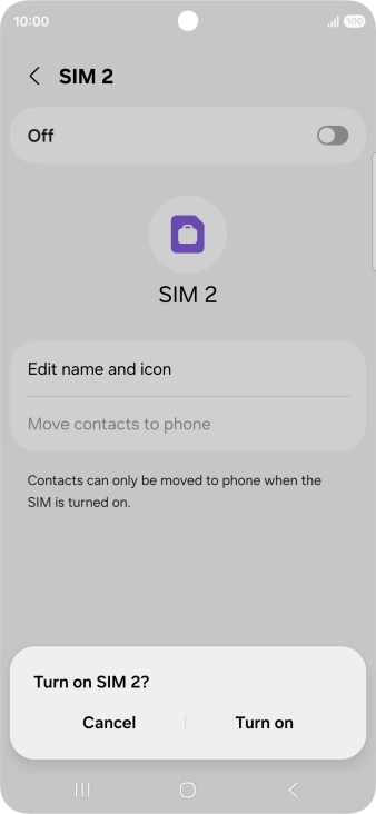 If you turn on use of the price plan, press Turn on.