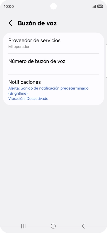 Pulsa Número de buzón de voz.