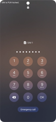 Key in the PUK and press OK.