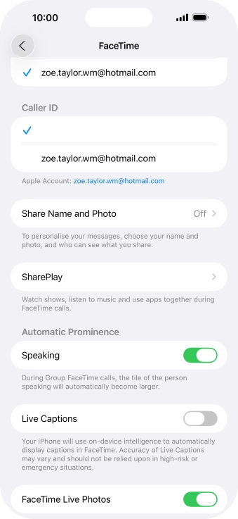 Press the required setting below 