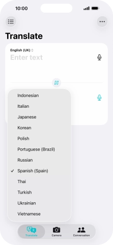 Press the required target language.