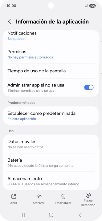 Pulsa Almacenamiento.