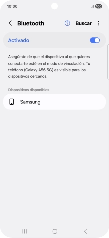 Pulsa el dispositivo Bluetooth deseado y sigue las indicaciones de la pantalla para vincular el dispositivo al teléfono.