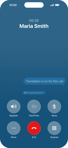 Press Translating ‹language› and follow the instructions on the screen to select language display or exit Live Translation.