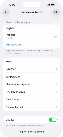 To subsequently select another language as the default language, press the move icon next to the required language and drag it to the top of the list.