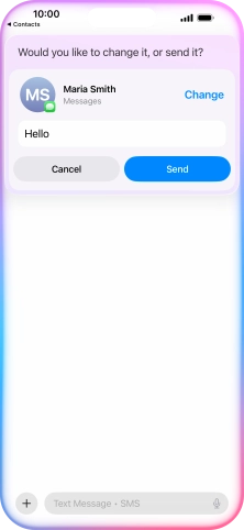 If an app is open on your phone, such as Messages, you can also use the functions available here, e.g.: REPLY [text].