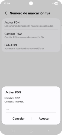 Introduce el código PIN2 y pulsa Aceptar.