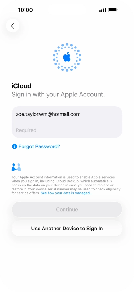 Press Required and key in the password for your Apple Account.