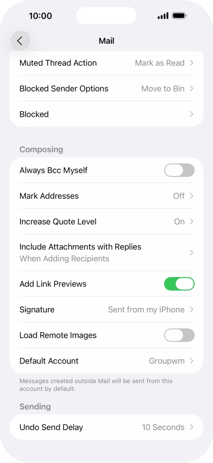 Press Default Account.