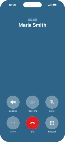Press the end call icon to end the call and return to the home screen.