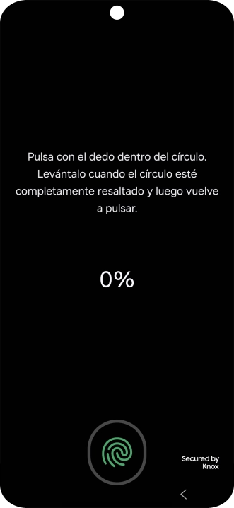 Sigue las indicaciones de la pantalla para crear una huella digital como código de seguridad.