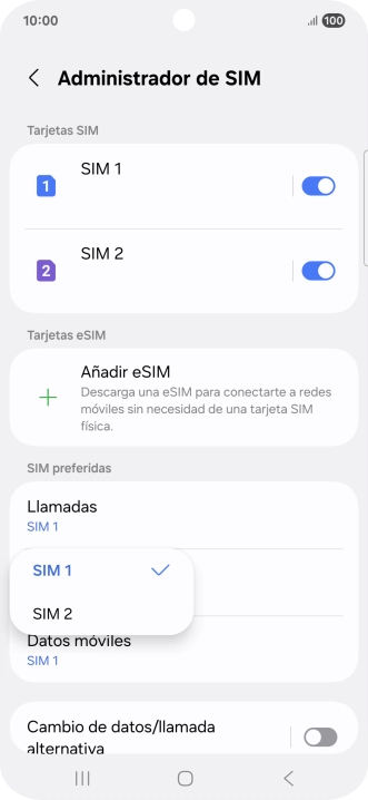 Pulsa la SIM de la línea móvil deseada.