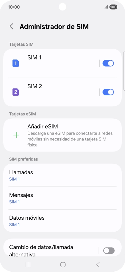 Pulsa la SIM de la línea móvil deseada.