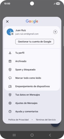Pulsa Ajustes de Mensajes.