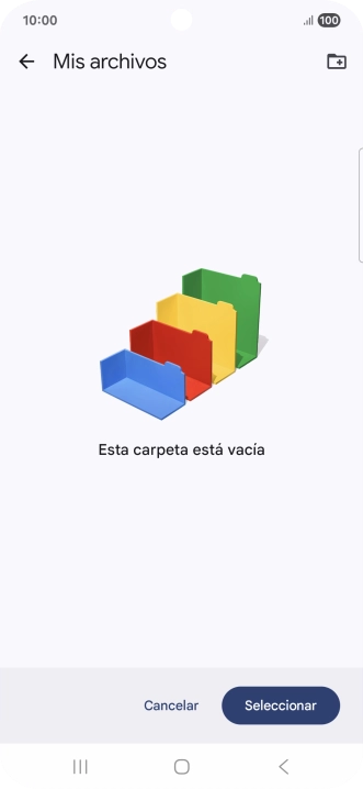 Si deseas crear una nueva carpeta, pulsa el icono de nueva carpeta y sigue las indicaciones de la pantalla para crearla.