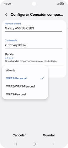 Pulsa WPA3-Personal para proteger la conexión wifi con una contraseña.