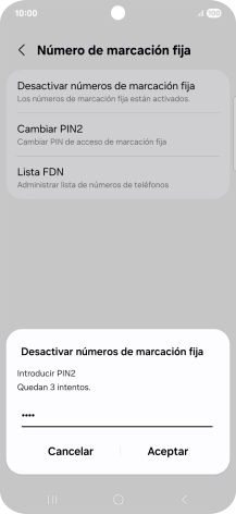 Introduce el código PIN2 y pulsa Aceptar.