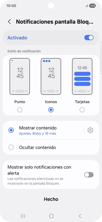 Pulsa los ajustes deseados para activarlos o desactivarlos.