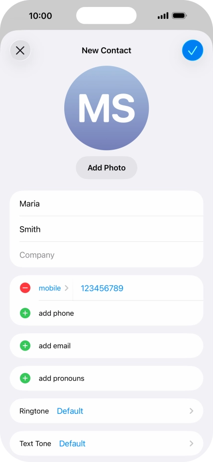 Press the confirm icon.