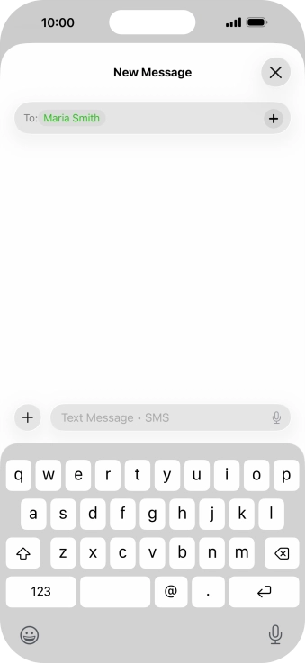 Press the text input field and write the text for your text message.