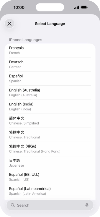 Press the required language.