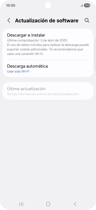 Pulsa Descargar e instalar. Si hay una versión de software nueva disponible, aparecerá ahora en la pantalla. Sigue las indicaciones de la pantalla para actualizar el software del teléfono.