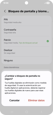 Pulsa Eliminar datos.