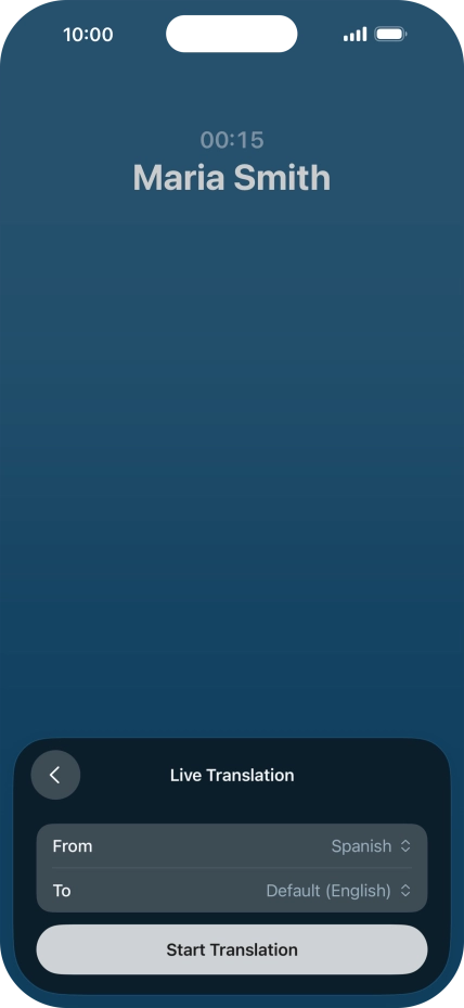 Press Start Translation to use Live Translation during your call.